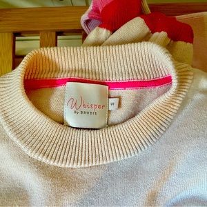 Silk & cotton gradient-sleeve pink sweater from Whisper by Brodie, size S